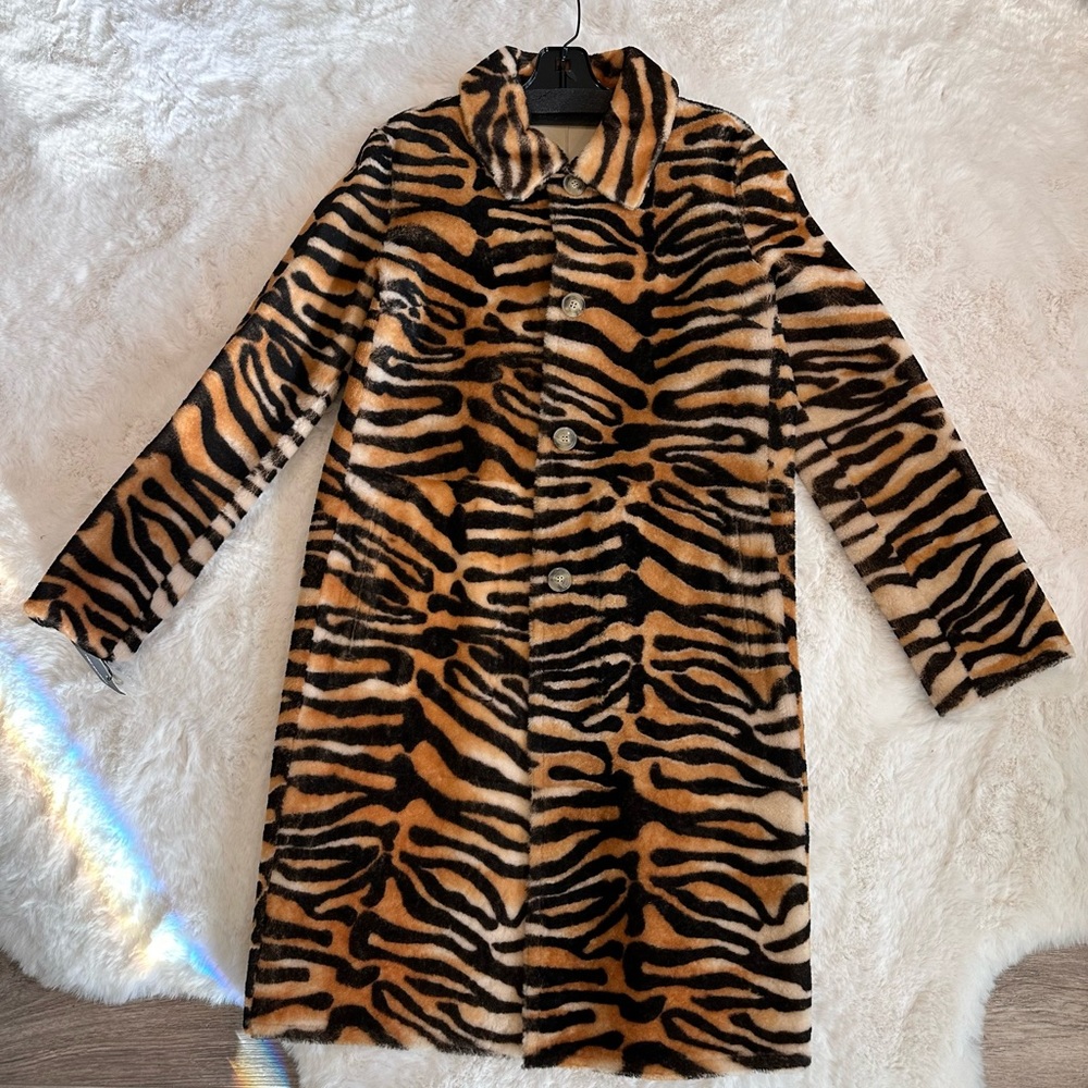 Yves Salomon/ Theory Tiger print Reversible Leather Jacket